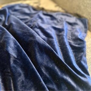 One Shoulder Spaghetti Straps Sheath Velvet Dress Slate Blue Plus Size main image 1